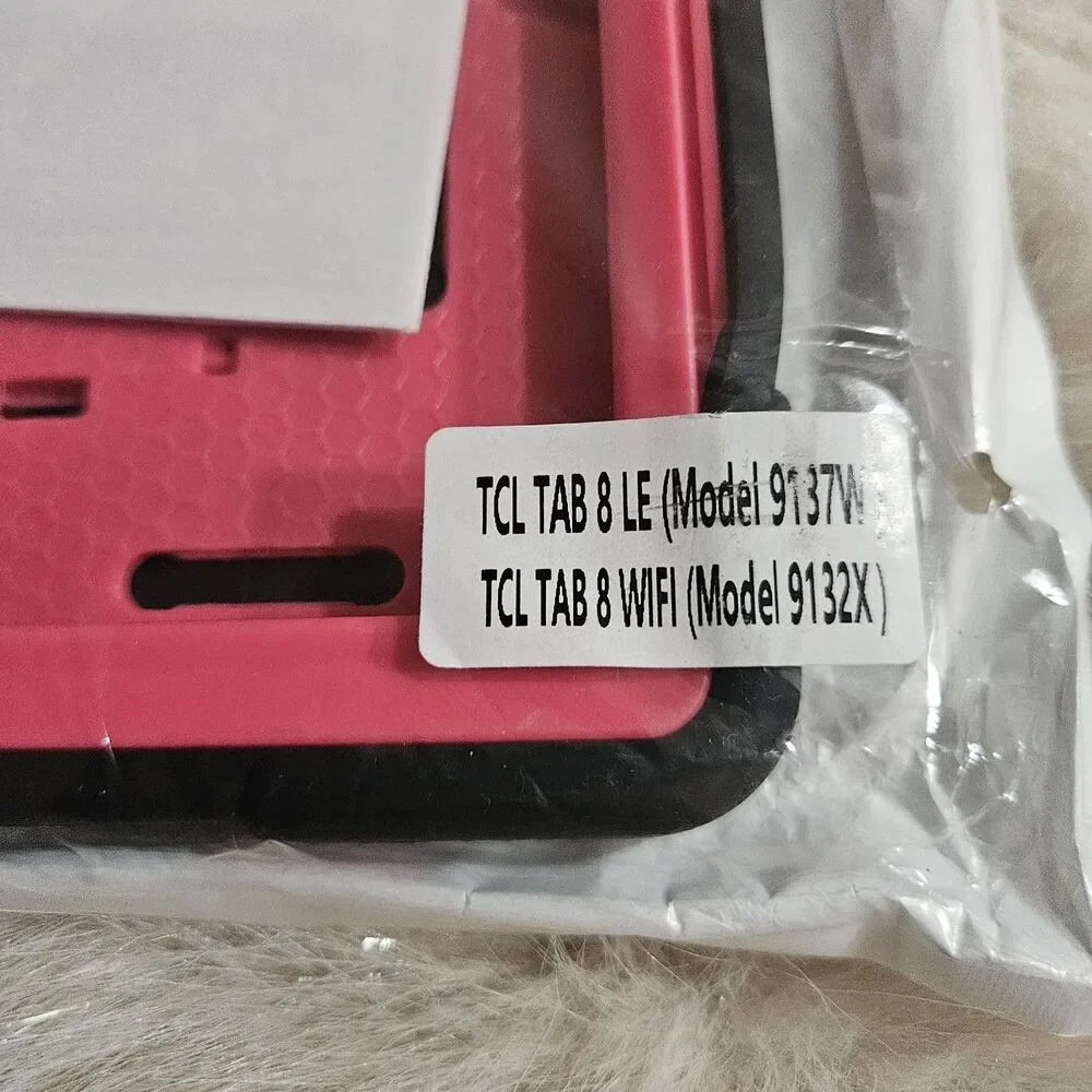 Heavy Duty Case for TCL Tab 8 LE 9137W / Tab 8 WiFi 9132X Pink Black Kickstand